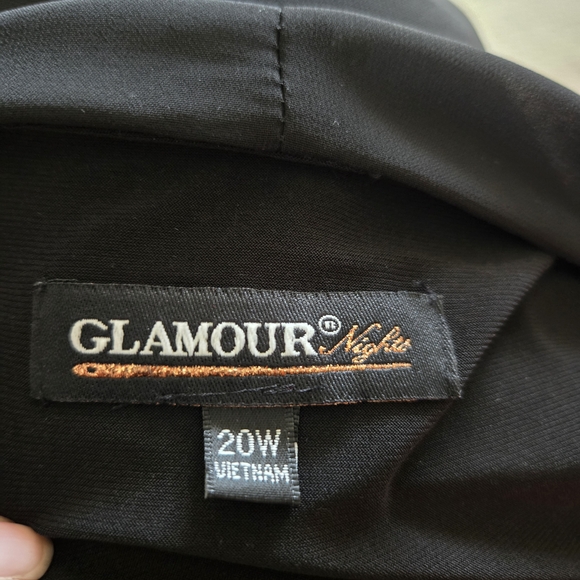 Women's Glamour Black chiffon overlay cape, rhinestone-trimmed Formal Dress - Picture 8 of 10